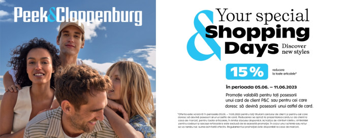 -15% reducere la toate articolele Peek & Cloppenburg Special Shopping Days